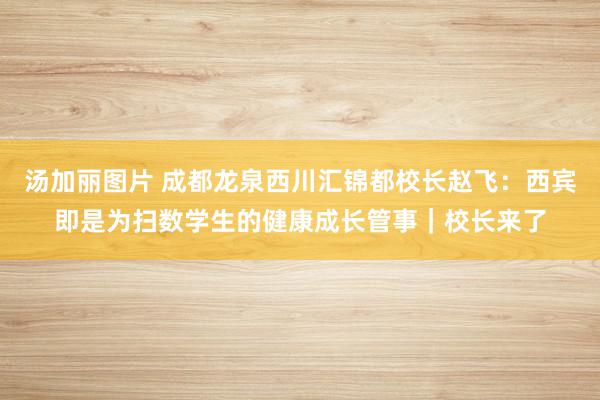 汤加丽图片 成都龙泉西川汇锦都校长赵飞：西宾即是为扫数学生的健康成长管事｜校长来了