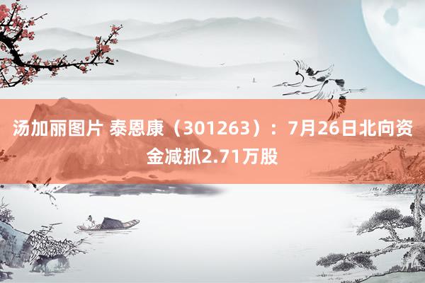 汤加丽图片 泰恩康（301263）：7月26日北向资金减抓2.71万股