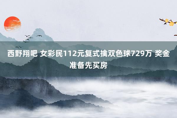 西野翔吧 女彩民112元复式擒双色球729万 奖金准备先买房