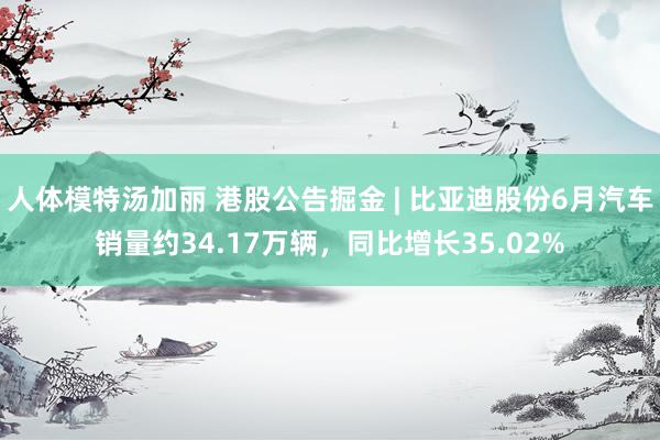 人体模特汤加丽 港股公告掘金 | 比亚迪股份6月汽车销量约34.17万辆，同比增长35.02%