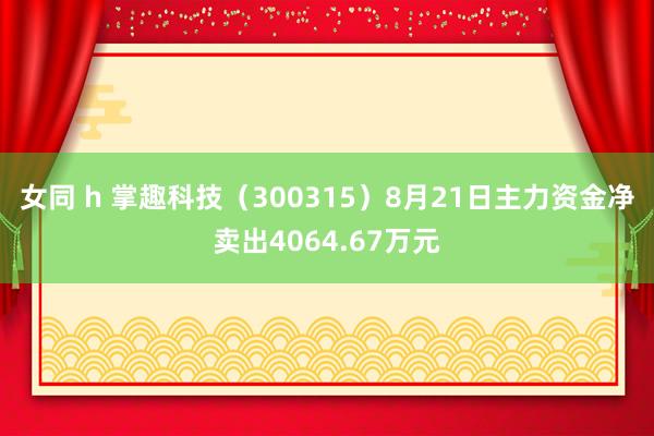 女同 h 掌趣科技（300315）8月21日主力资金净卖出4064.67万元